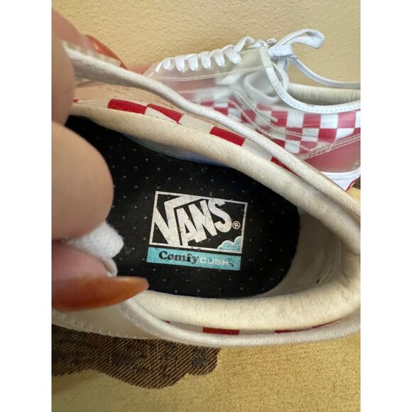 Vans  Comfy Cush Slip Skool Clear Red Checkerboard Sneakers Size 8 Mens - Picture 8 of 9
